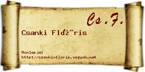 Csanki Flóris névjegykártya